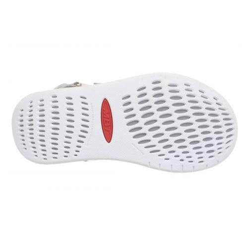 MBT SUMU 8 ladies ivory leather sandals with touch fastening and textured sole for comfort and style.