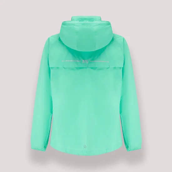 Mac In A Sac Mias Origin 2 unisex Tiffany Green waterproof jacket with hood, lightweight design, and minimalist style.