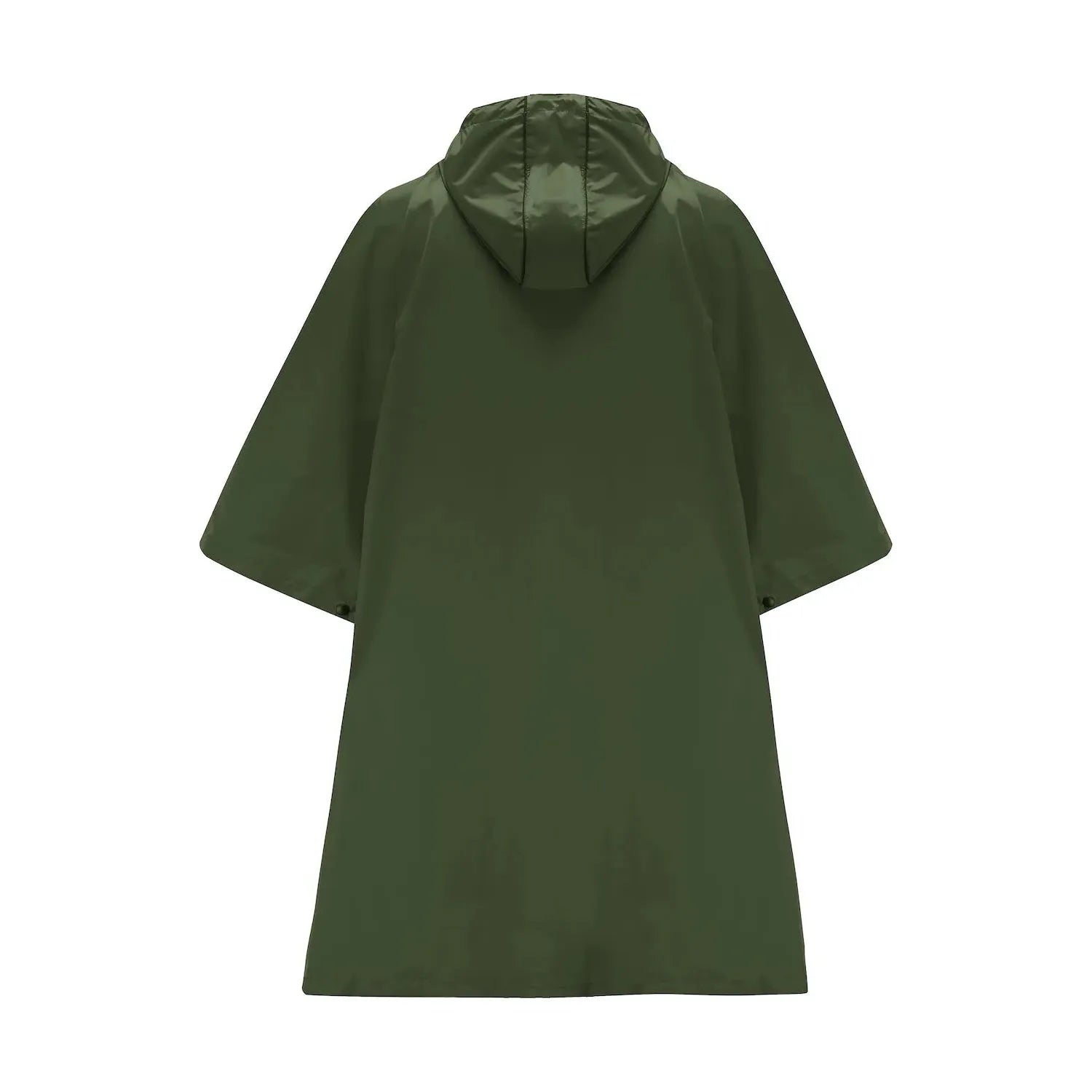 Unisex khaki Mac In A Sac Origin 2 poncho with hood and short sleeves, made of waterproof material.