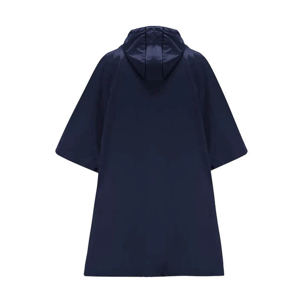 Mac In A Sac Unisex Origin 2 Navy Poncho with hood, lightweight waterproof rain protection, oversized fit.
