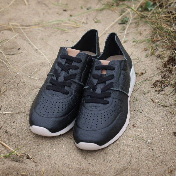 Maria Lya 277301 Ladies Black Leather Trainers - elevate your sole
