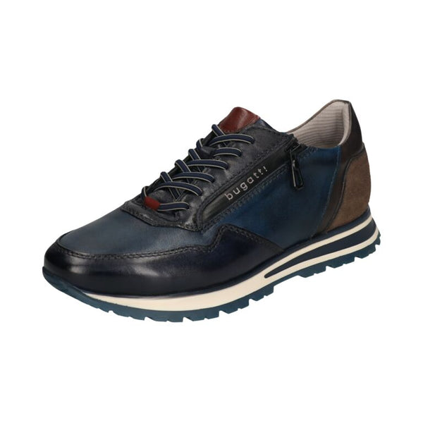 Bugatti Philip 331-AG809-4141-4140 Mens Dark Blue / Blue Leather Zip & Lace Trainers