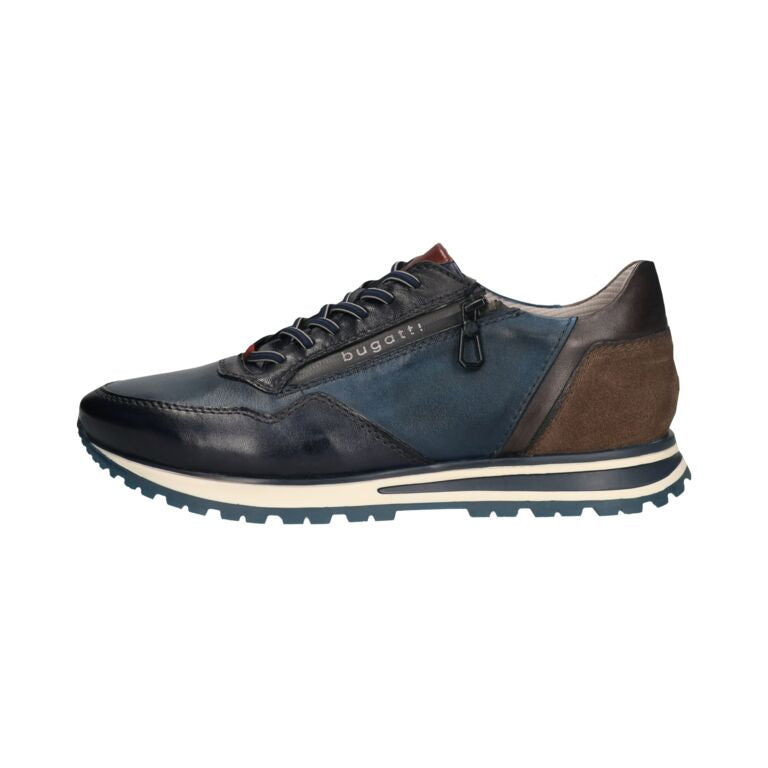 Bugatti Philip 331-AG809-4141-4140 Mens Dark Blue / Blue Leather Zip & Lace Trainers