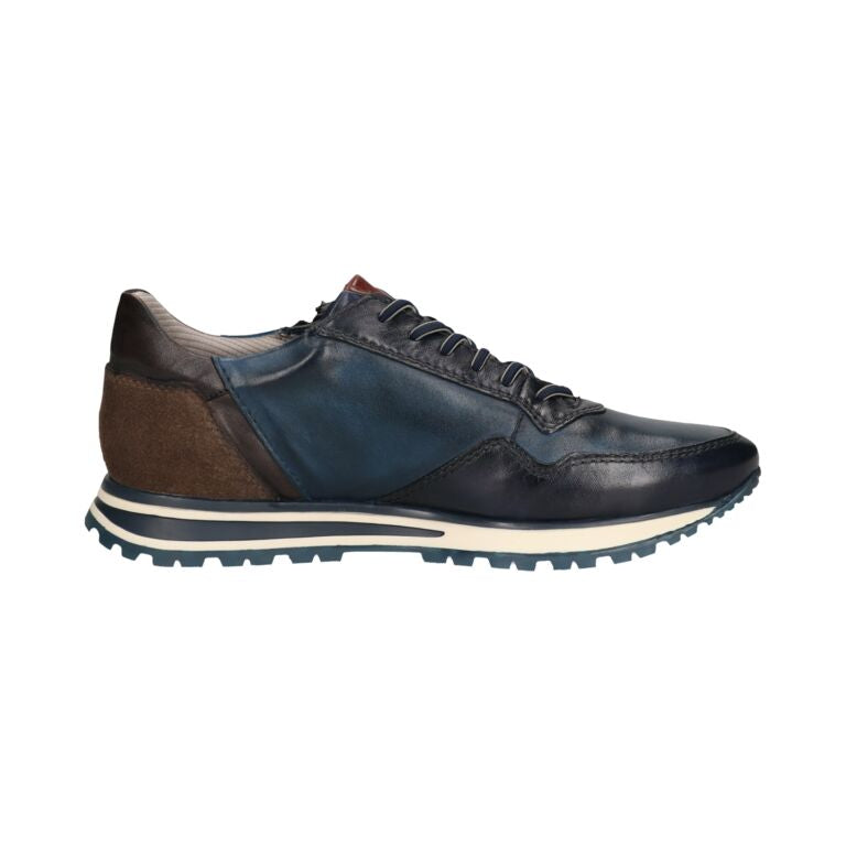 Bugatti Philip 331-AG809-4141-4140 Mens Dark Blue / Blue Leather Zip & Lace Trainers