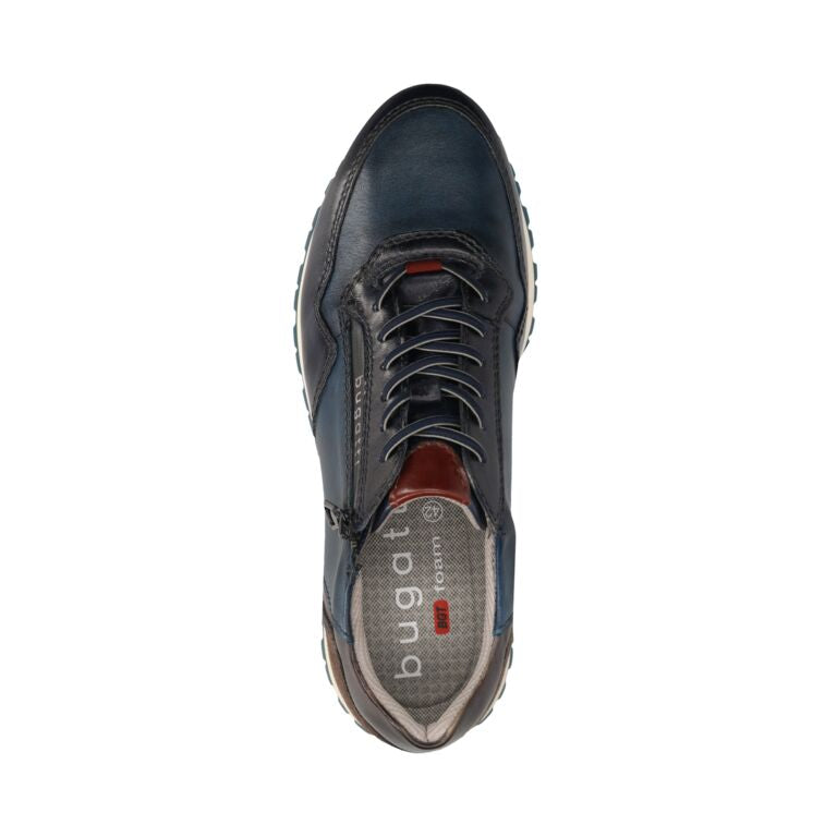 Bugatti Philip 331-AG809-4141-4140 Mens Dark Blue / Blue Leather Zip & Lace Trainers