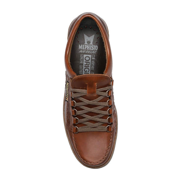 Mephisto Rainbow men's chestnut full-grain leather lace-up shoes, stylish casual footwear with durable construction.