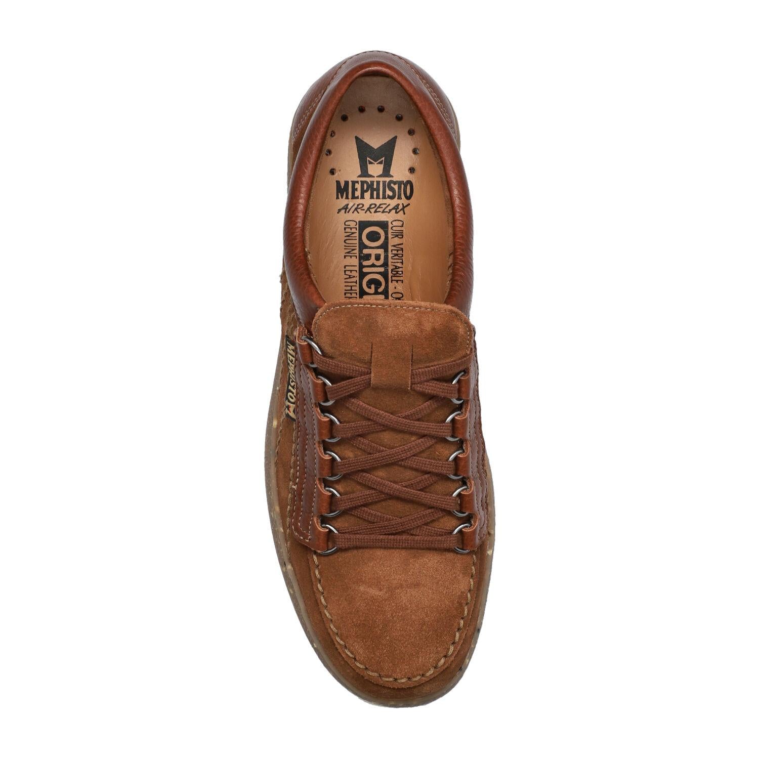 Mephisto Rainbow men's brown suede lace-up shoes with leather interior and classic design.