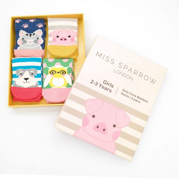 Miss Sparrow BK004 Girls 2-3 Animal Socks Box-elevate your sole
