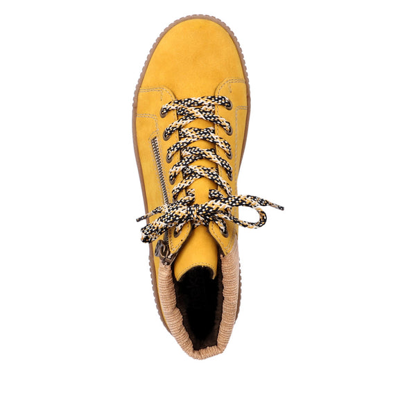 Rieker N0709-68 Ladies Yellow Side Zip Ankle Boots