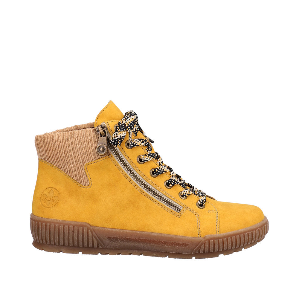 Rieker N0709-68 Ladies Yellow Side Zip Ankle Boots