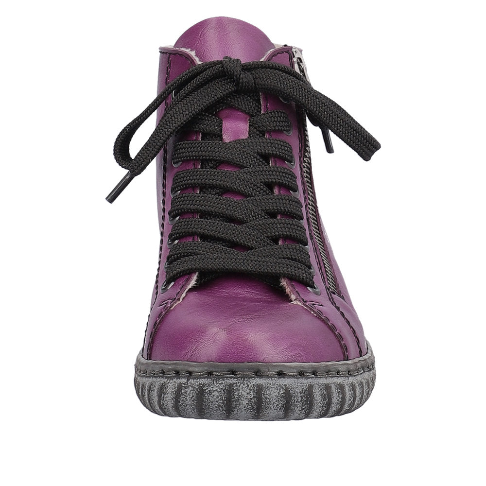 Rieker N0921-30 Ladies Purple Zip & Lace Ankle Boots