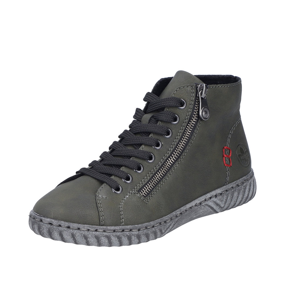 Rieker N0921-54 Ladies Green Zip & Lace Ankle Boots