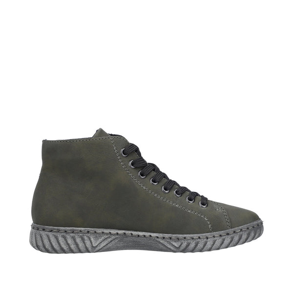 Rieker N0921-54 Ladies Green Zip & Lace Ankle Boots