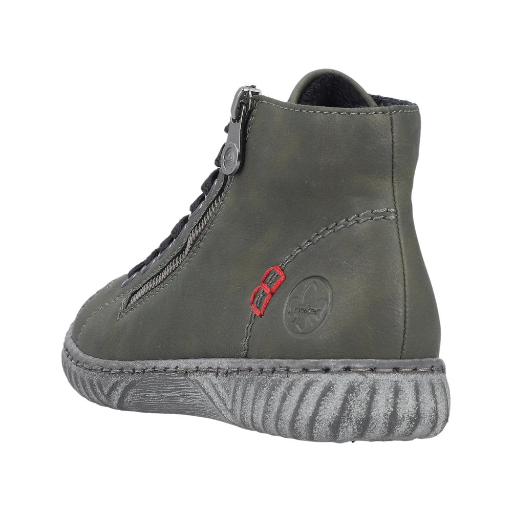 Rieker N0921-54 Ladies Green Zip & Lace Ankle Boots