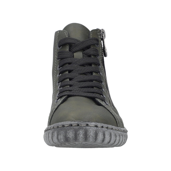 Rieker N0921-54 Ladies Green Zip & Lace Ankle Boots