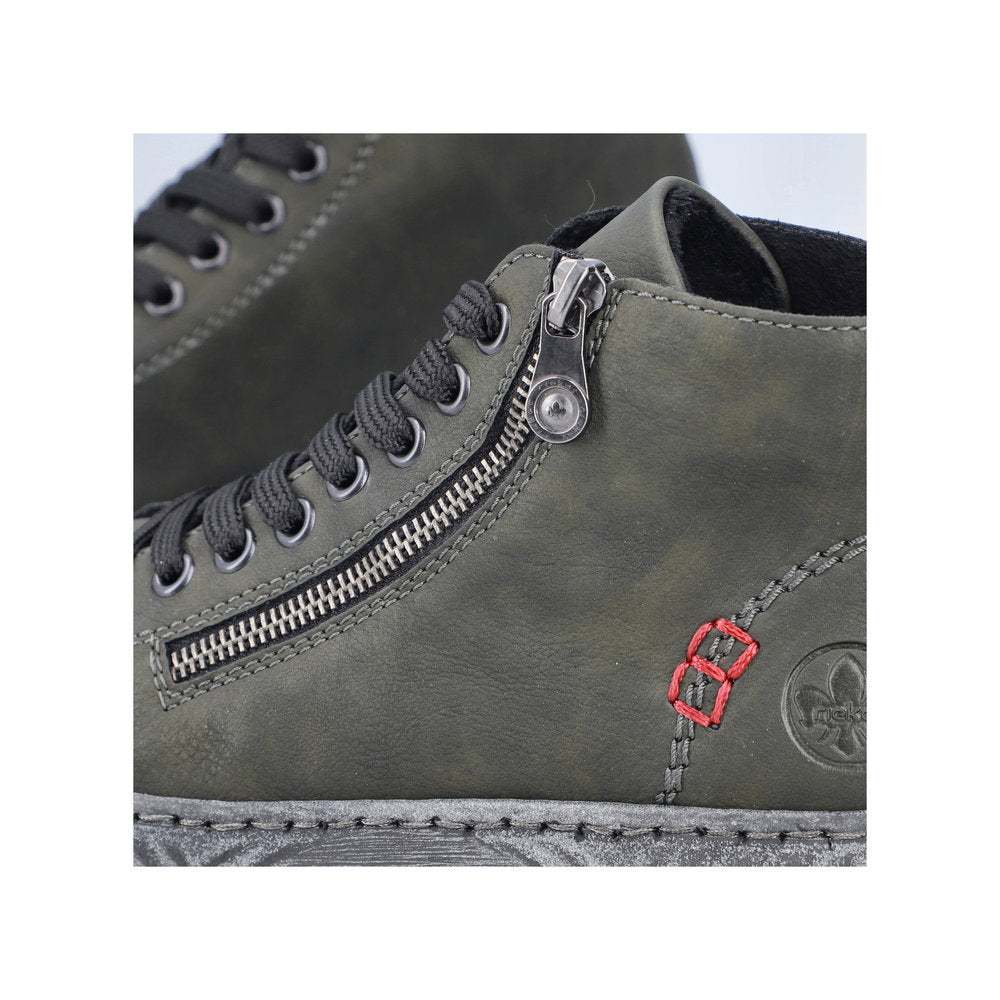 Rieker N0921-54 Ladies Green Zip & Lace Ankle Boots