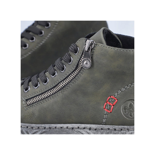 Rieker N0921-54 Ladies Green Zip & Lace Ankle Boots