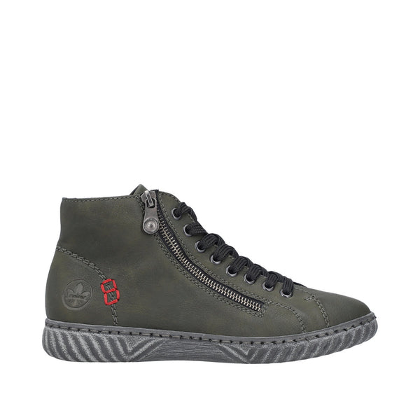 Rieker N0921-54 Ladies Green Zip & Lace Ankle Boots