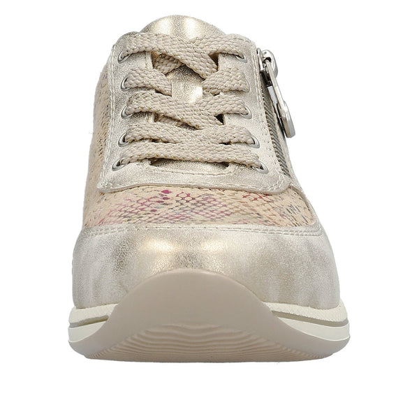 Rieker N1112-91 Dena Ladies Gold Multi Zip & Lace Shoes