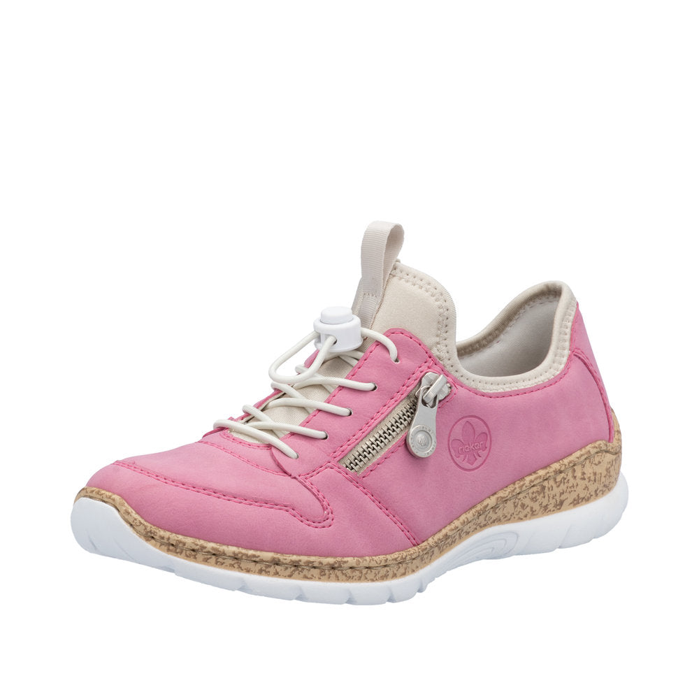 Rieker N42G0-31 Ladies Pink Lace Up Shoes