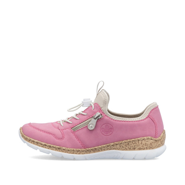 Rieker N42G0-31 Ladies Pink Lace Up Shoes