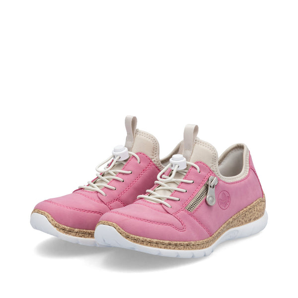 Rieker N42G0-31 Ladies Pink Lace Up Shoes