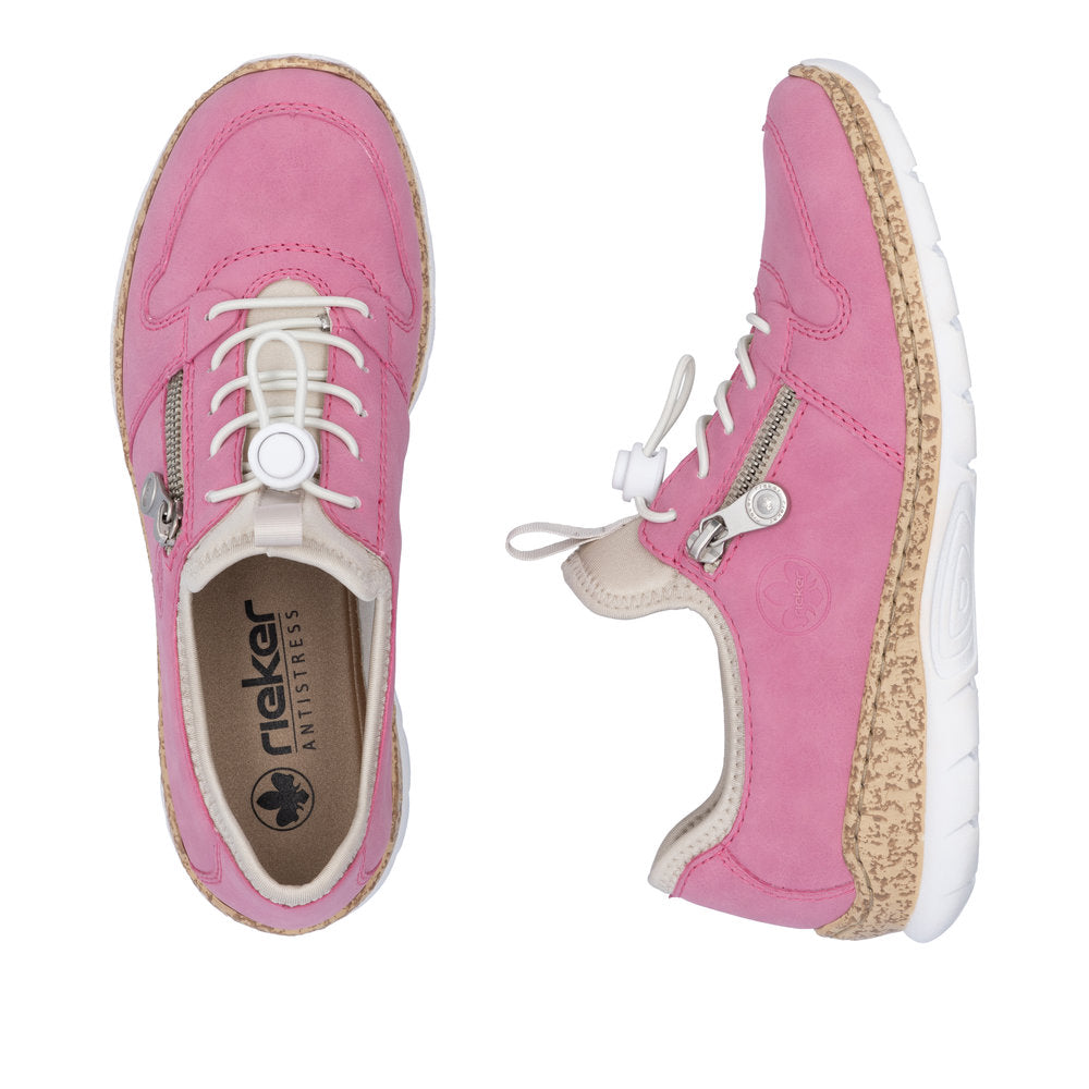 Rieker N42G0-31 Ladies Pink Lace Up Shoes