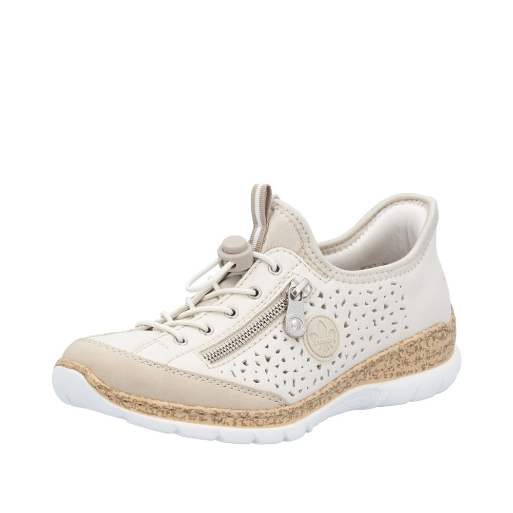 Rieker N42V3-60 Ladies Beige Elasticated Shoes
