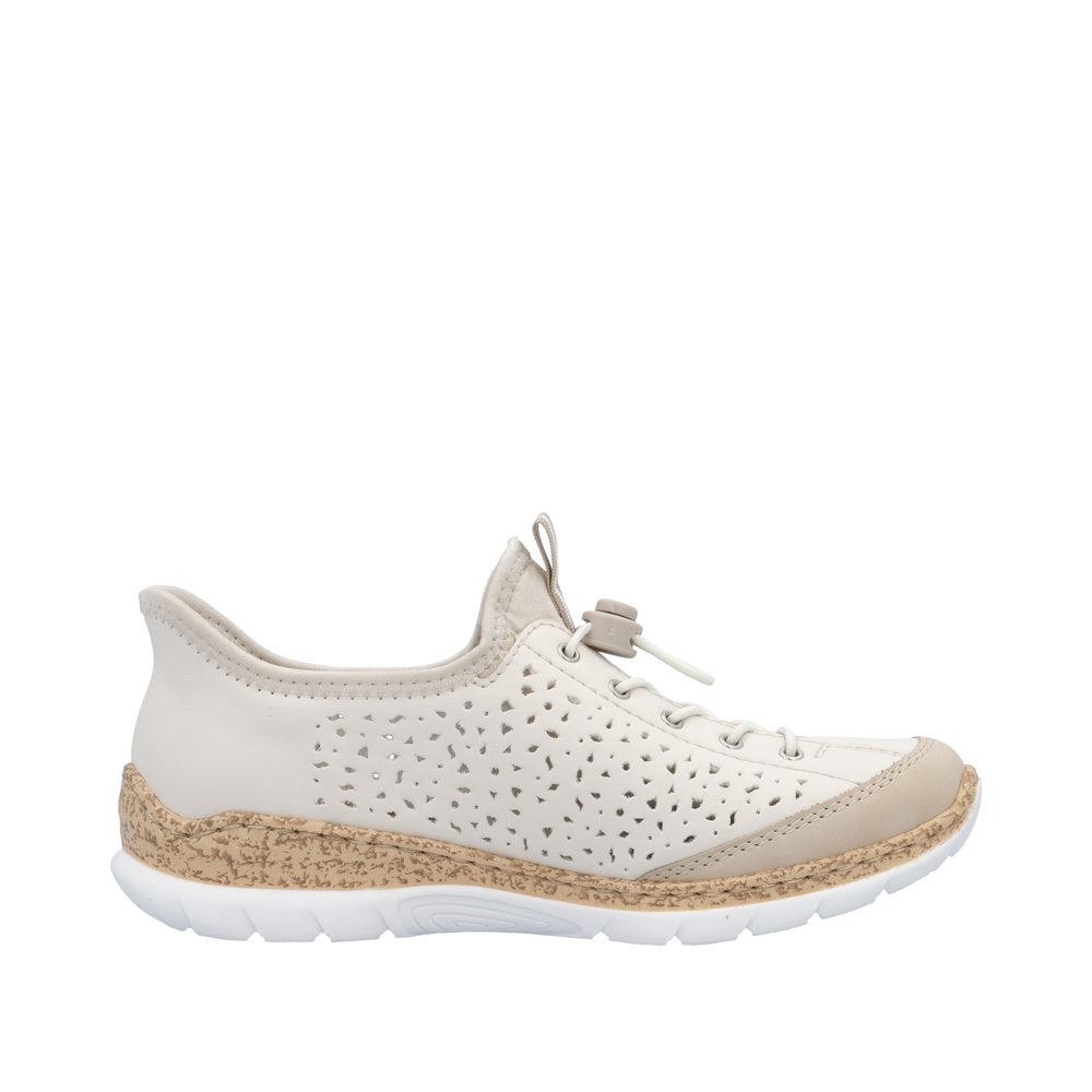 Rieker N42V3-60 Ladies Beige Elasticated Shoes