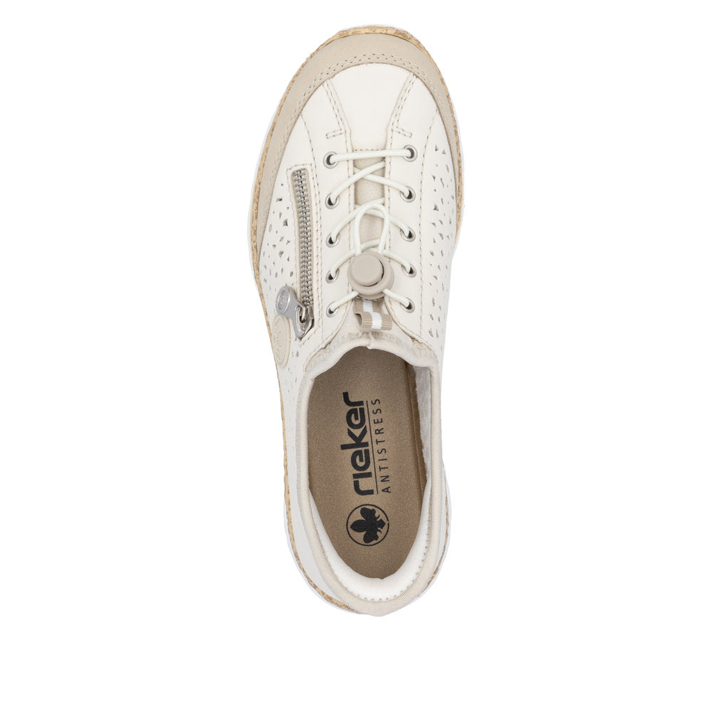 Rieker N42V3-60 Ladies Beige Elasticated Shoes