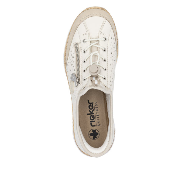 Rieker N42V3-60 Ladies Beige Elasticated Shoes