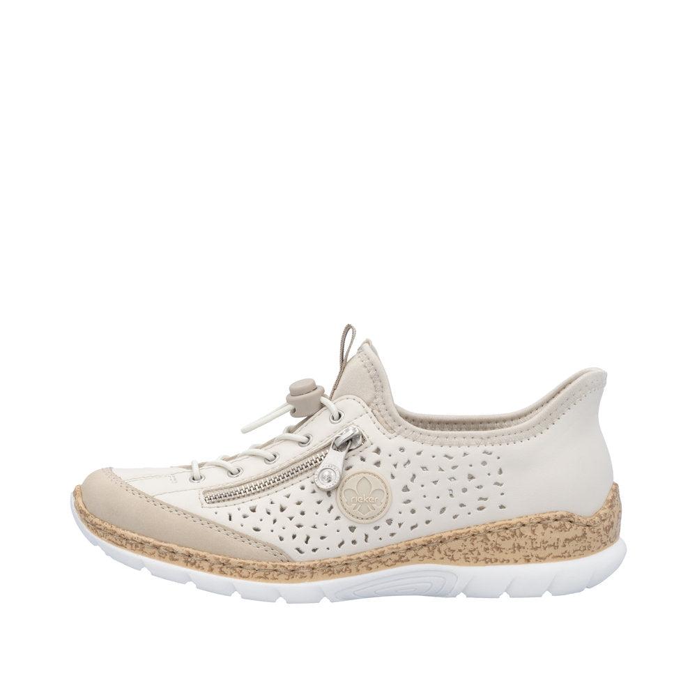 Rieker N42V3-60 Ladies Beige Elasticated Shoes
