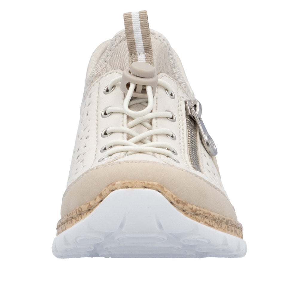 Rieker N42V3-60 Ladies Beige Elasticated Shoes
