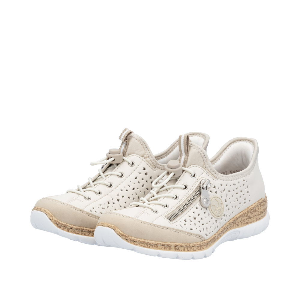Rieker N42V3-60 Ladies Beige Elasticated Shoes