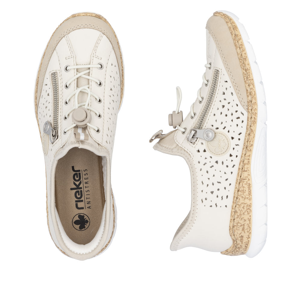 Rieker N42V3-60 Ladies Beige Elasticated Shoes
