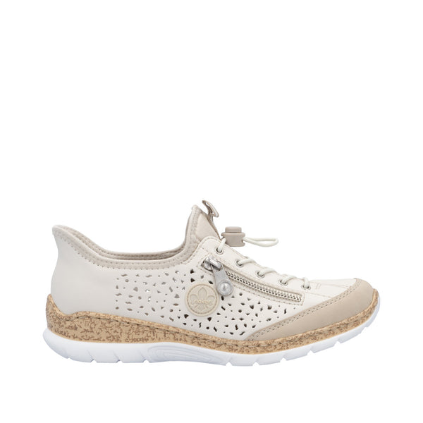 Rieker N42V3-60 Ladies Beige Elasticated Shoes