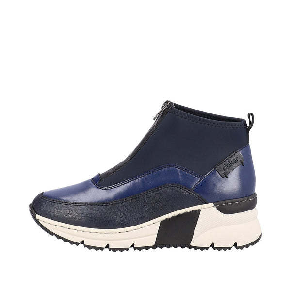 Rieker N6352-14 Ladies Blue Front Zip Ankle Boots