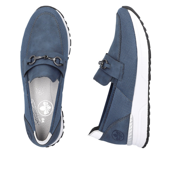 Rieker N7455-14 Narcissa Ladies LIght Blue Textile Slip On Loafers