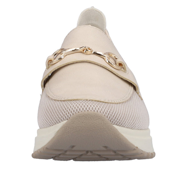 Rieker N7455-60 Narcissa Ladies Taupe Textile Slip On Loafers