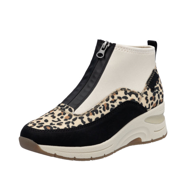 Rieker N9362-90 Ladies Wide Multi Front Zip Ankle Boots