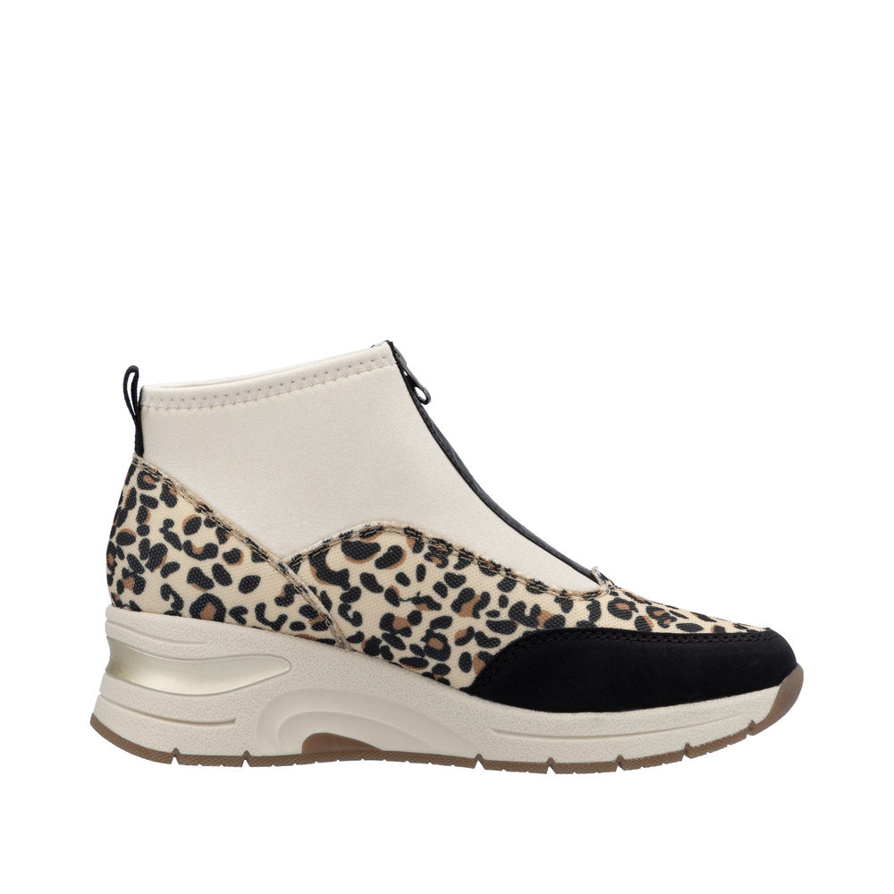 Rieker N9362-90 Ladies Wide Multi Front Zip Ankle Boots