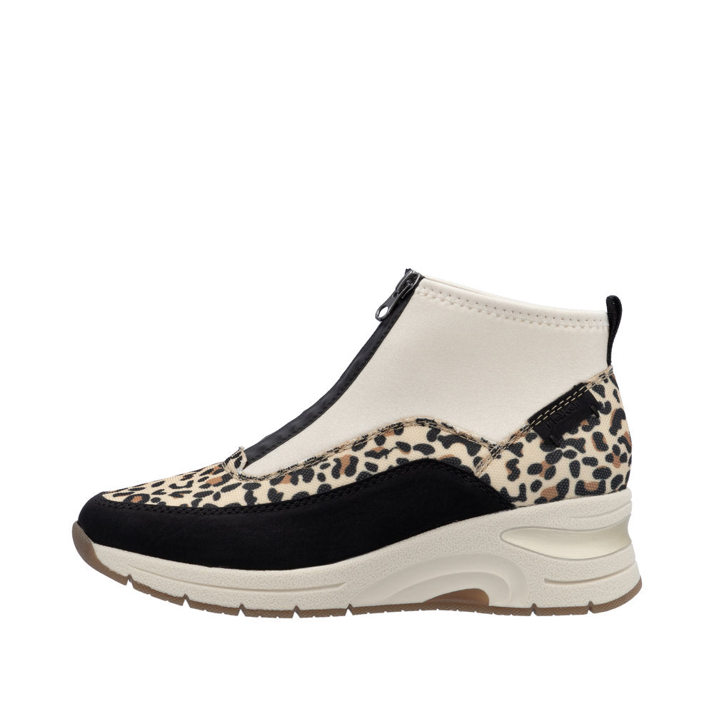 Rieker N9362-90 Ladies Wide Multi Front Zip Ankle Boots
