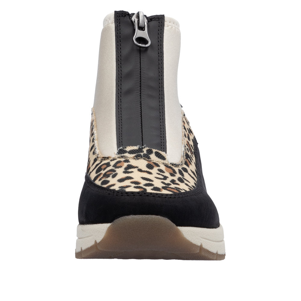 Rieker N9362-90 Ladies Wide Multi Front Zip Ankle Boots