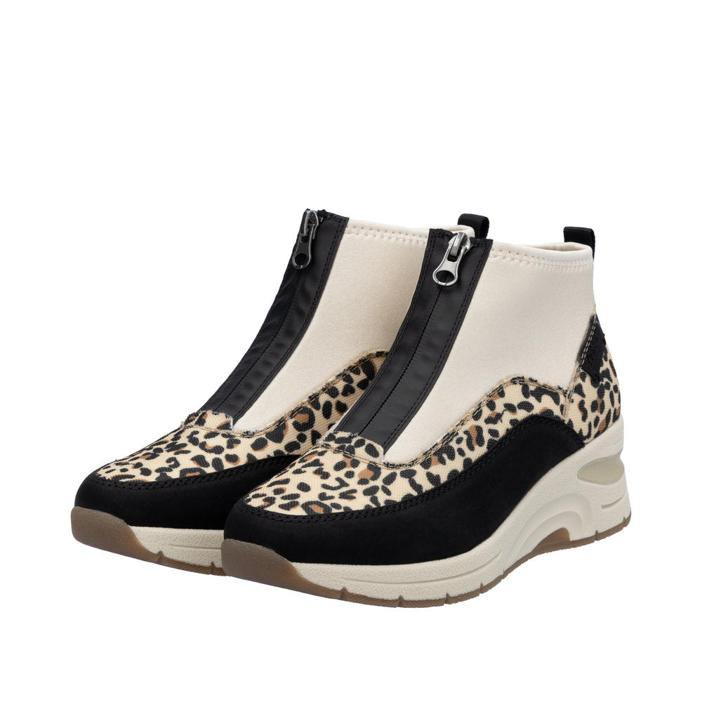 Rieker N9362-90 Ladies Wide Multi Front Zip Ankle Boots