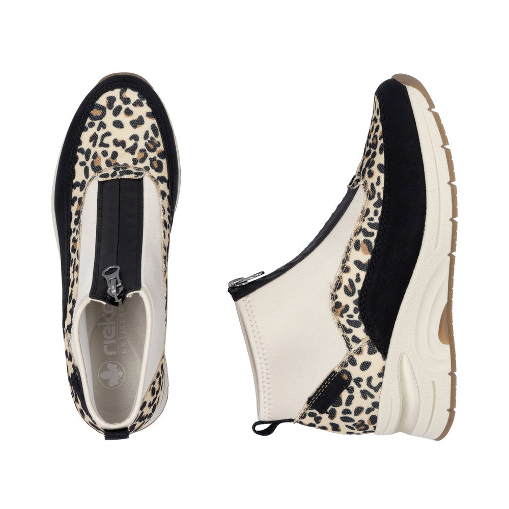 Rieker N9362-90 Ladies Wide Multi Front Zip Ankle Boots