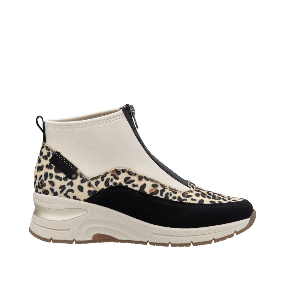 Rieker N9362-90 Ladies Wide Multi Front Zip Ankle Boots