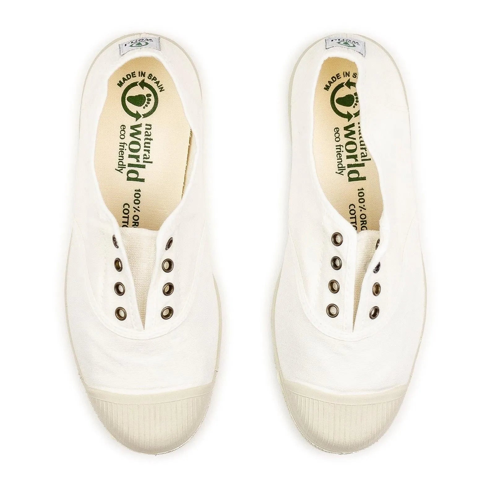 Natural World 102 / 505 Ladies Blanco Textile Vegan Slip On Shoes