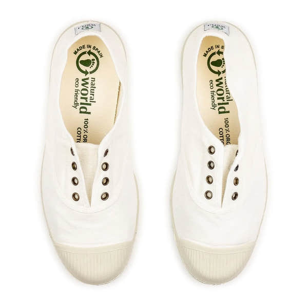 Natural World 102 / 505 Ladies Blanco Textile Vegan Slip On Shoes