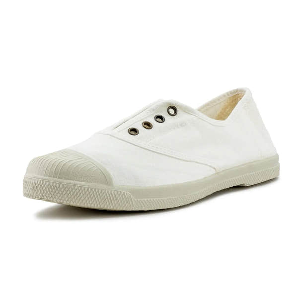 Natural World 102 / 505 Ladies Blanco Textile Vegan Slip On Shoes