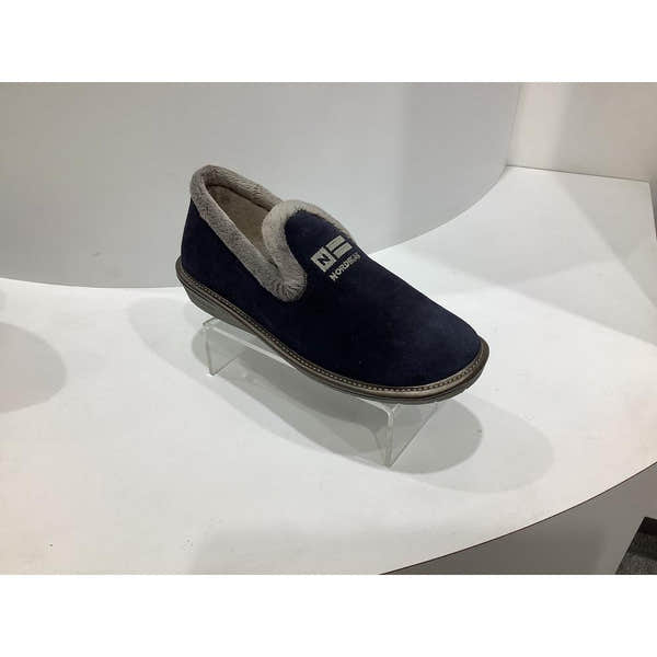 Nordikas 305 Ladies Spanish Marine Suede Slip-On slippers with plush lining and logo detail.
